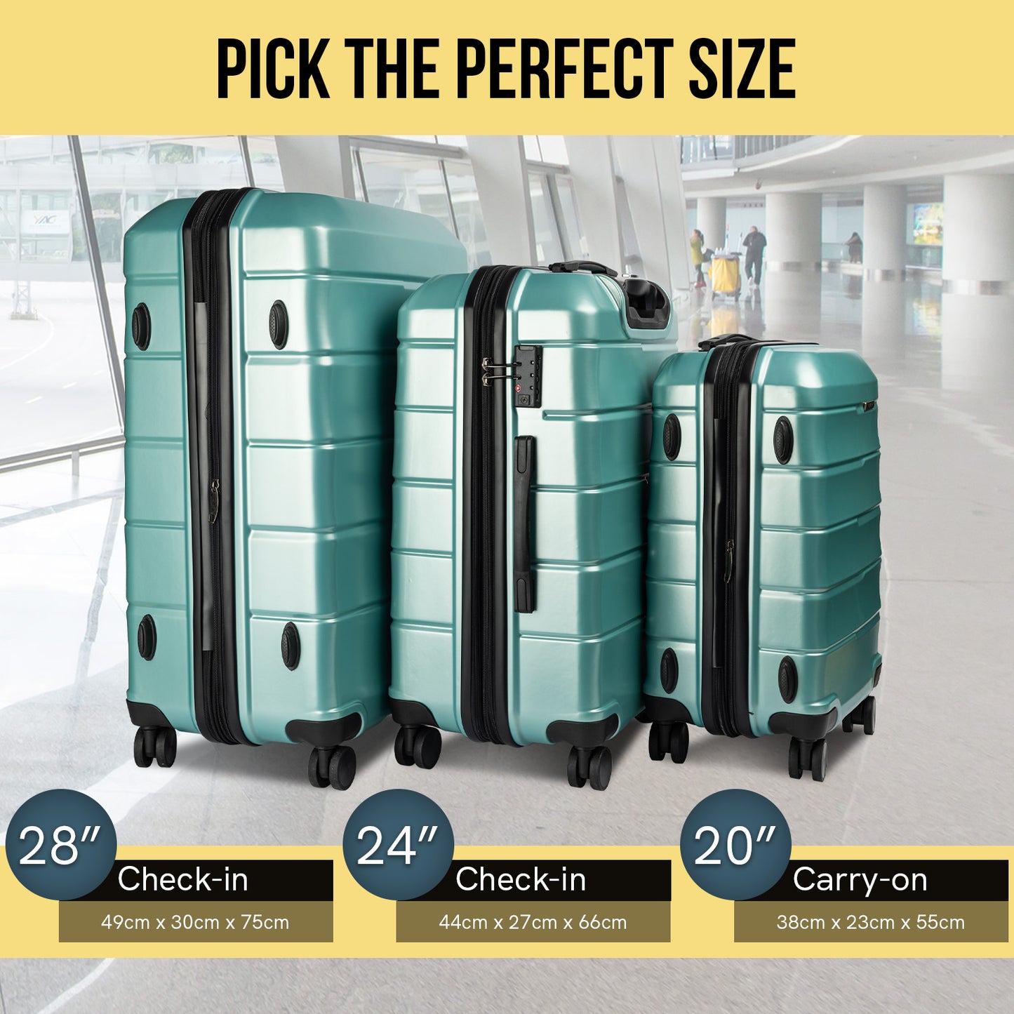 TravelElite Artemis 28in Hard Shell Suitcase  ABS+PC - Electric Teal