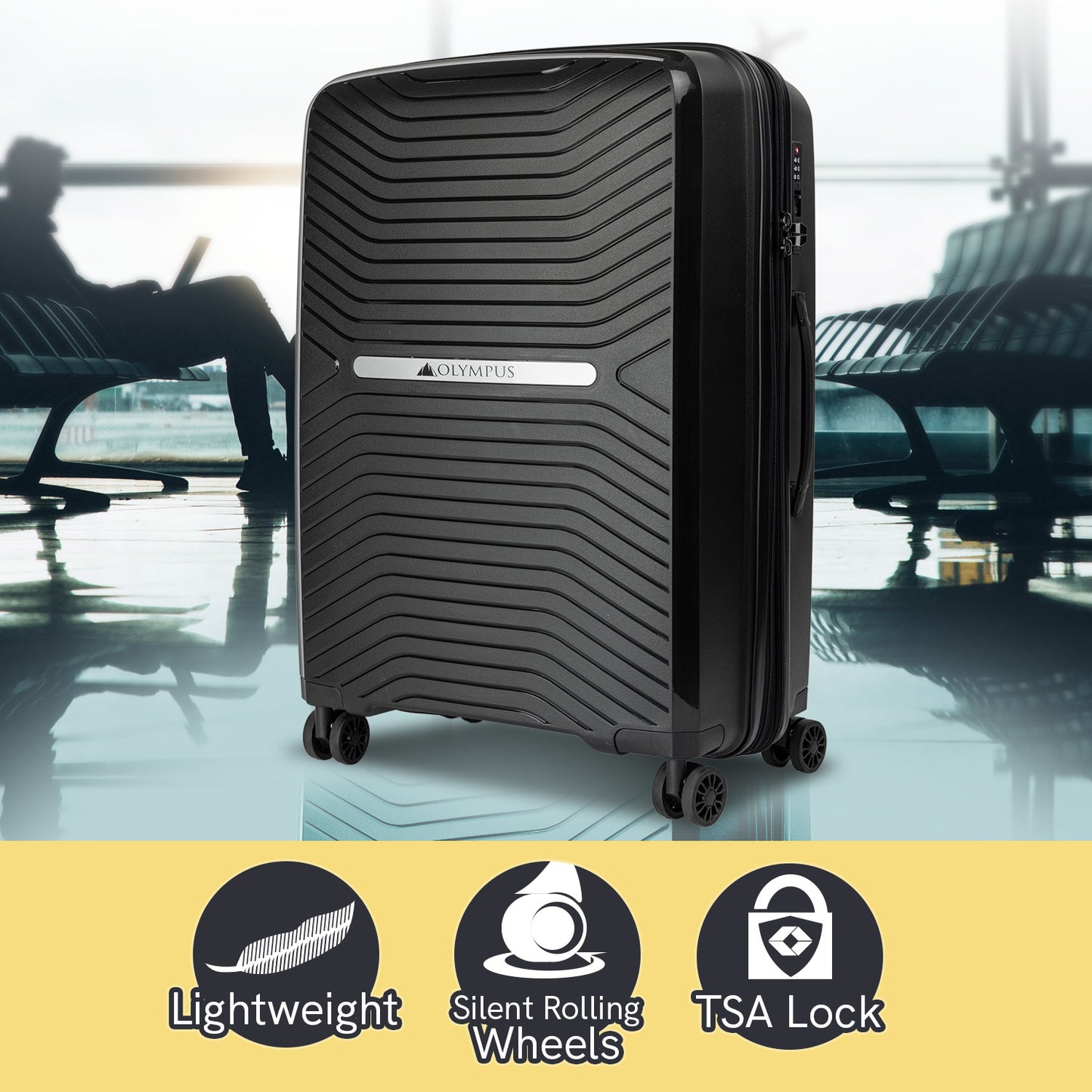 TravelElite Astra 20in Hard Shell Suitcase - Obsidian Black