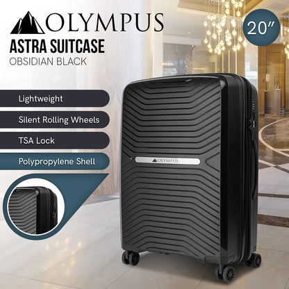 TravelElite Astra 20in Hard Shell Suitcase - Obsidian Black