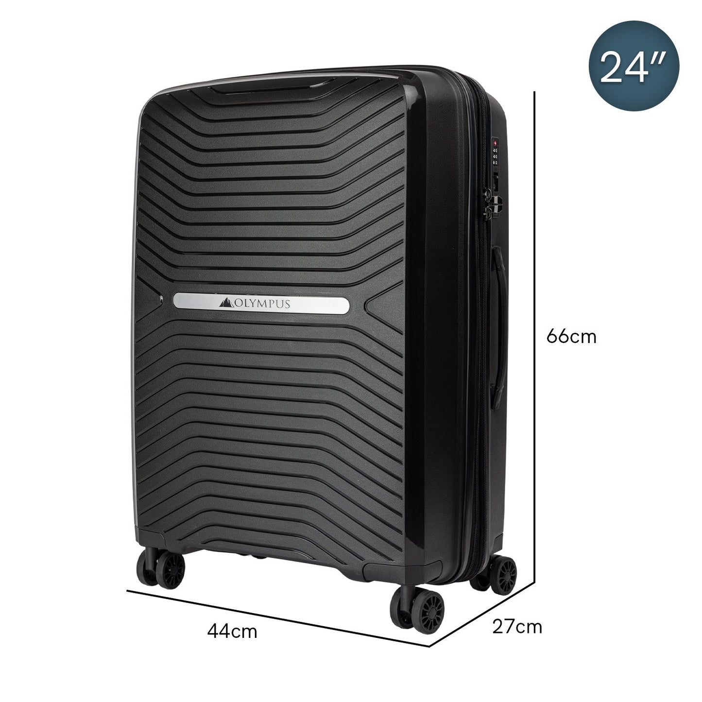 TravelElite Astra 24in Lightweight Hard Shell Suitcase - Obsidian Black