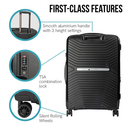 TravelElite Astra 24in Lightweight Hard Shell Suitcase - Obsidian Black