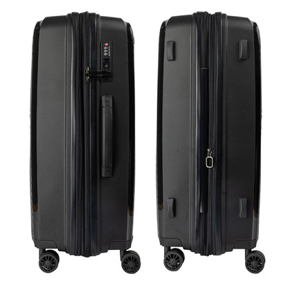 TravelElite 3PC Astra Luggage Set Hard Shell Suitcase - Obsidian Black