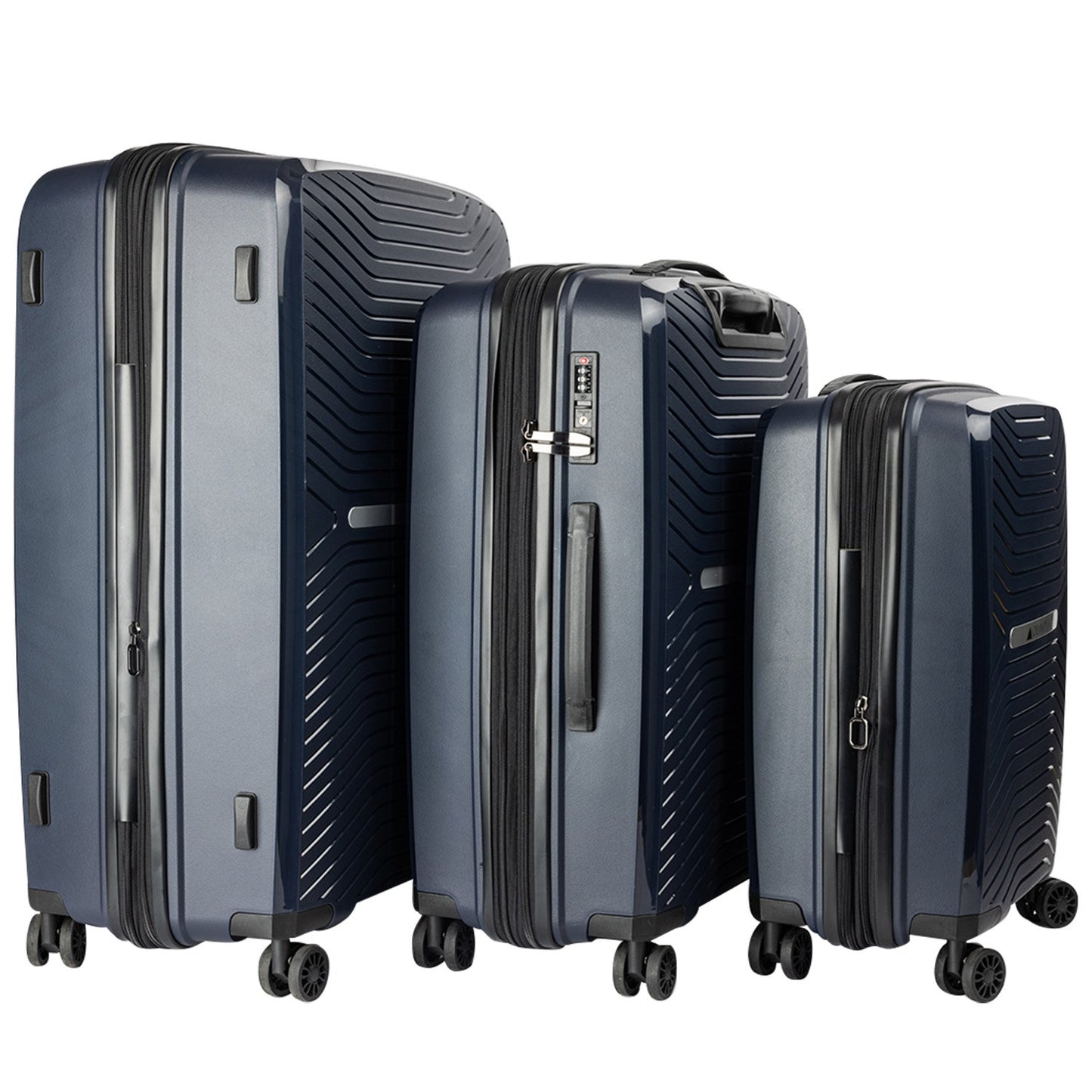 TravelElite 3PC Astra Luggage Set Hard Shell Suitcase - Aegean Blue