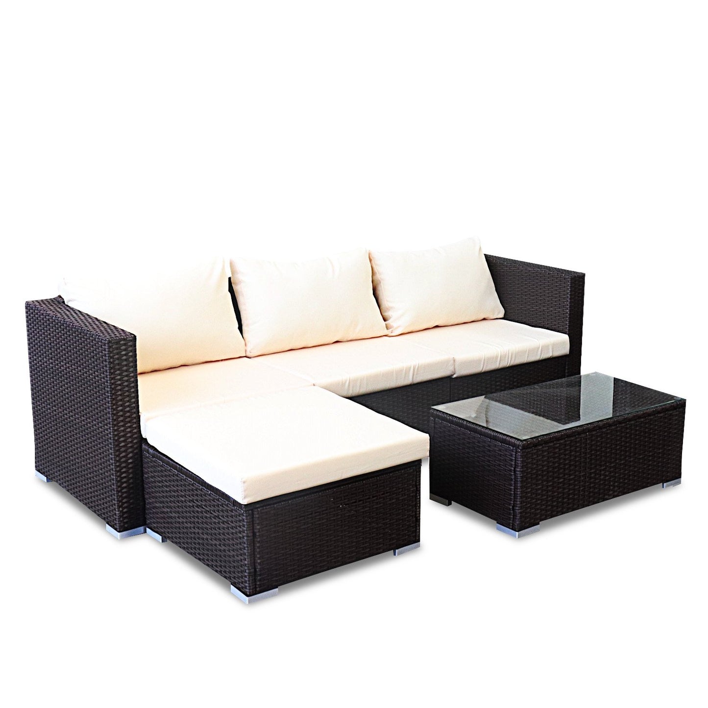 Sarantino 5pc Modular Outdoor Lounge Set PE Rattan - Brown