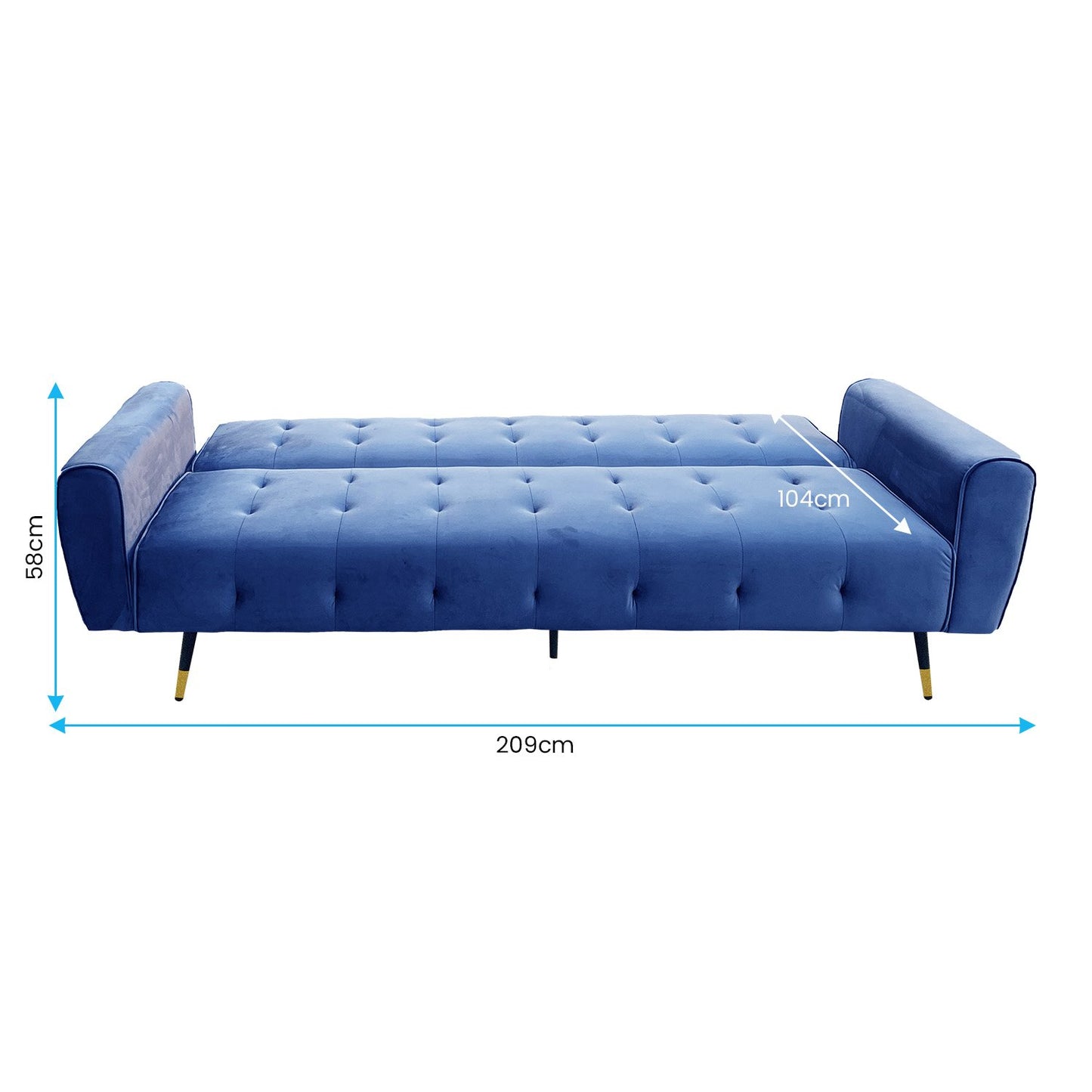 Sarantino Ava 3-seater Tufted Velvet Sofa Bed By Sarantino - Blue