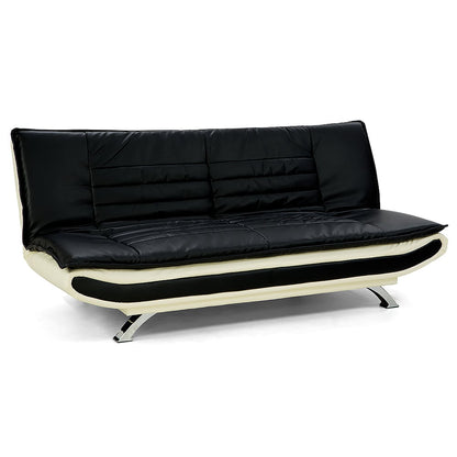 Sarantino Bronx Sofa Bed Faux Leather Lounge Couch Futon Furniture Adjustable Suite Black