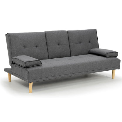 Sarantino Rochester Linen Fabric Sofa Bed Lounge Couch Futon Furniture Suite - Dark Grey