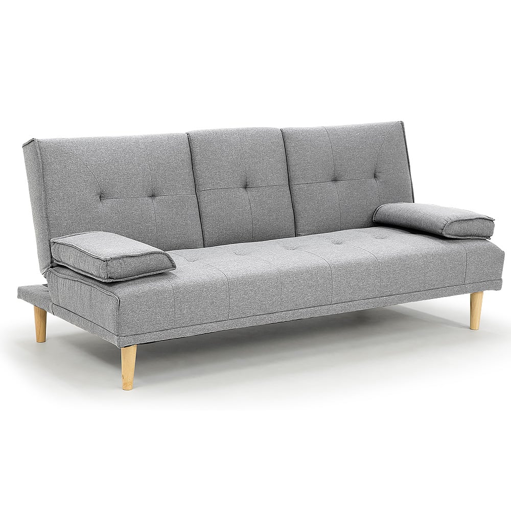 Sarantino Rochester Linen Fabric Sofa Bed Lounge Couch Futon Furniture Suite - Light Grey