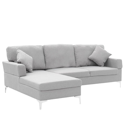 Sarantino Linen Corner Sofa Couch Lounge L-shape W/right Chaise Seat Light Grey