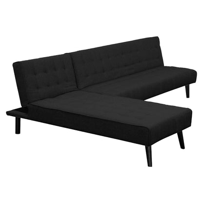 Sarantino 3-seater Corner Sofa Bed With Lounge Chaise Couch Furniture Black