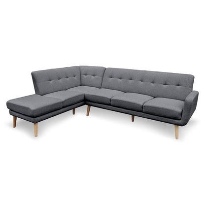 Sarantino Faux Linen Corner Sofa Lounge L-shaped with Chaise Dark Grey