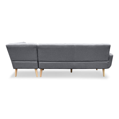 Sarantino Faux Linen Corner Sofa Lounge L-shaped with Chaise Dark Grey