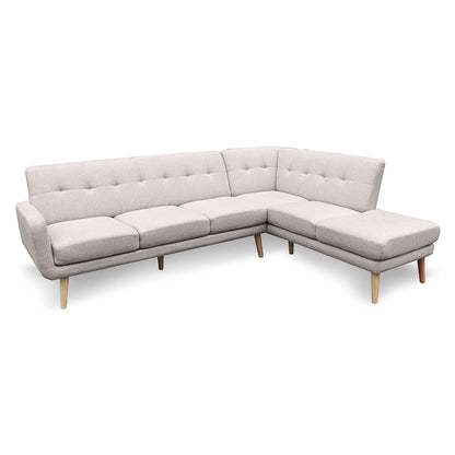 Sarantino Faux Linen Corner Sofa Lounge L-shaped Chaise Light Grey