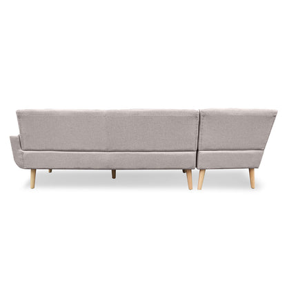 Sarantino Faux Linen Corner Sofa Lounge L-shaped Chaise Light Grey