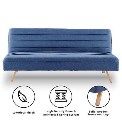 Sarantino 3 Seater Modular Linen Fabric Sofa Bed Couch  - Dark Blue