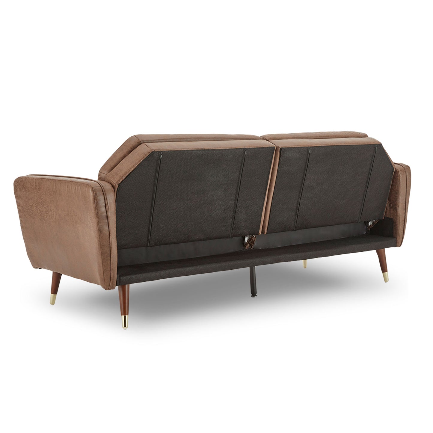 Sarantino Faux Velvet Tufted Sofa Bed Couch Futon - Brown