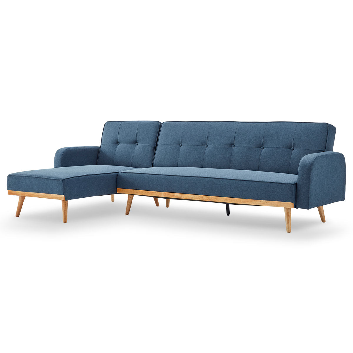 Sarantino 3-Seater Corner Sofa Bed with Chaise Lounge - Blue