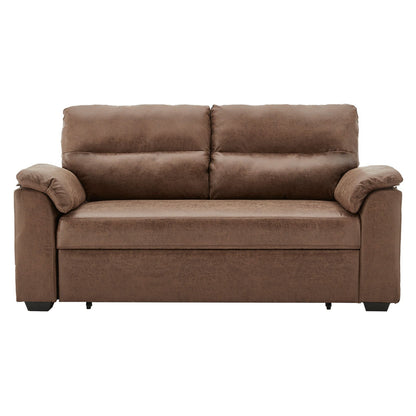 Sarantino Distressed Fabric Sofa Bed Couch Lounge - Brown