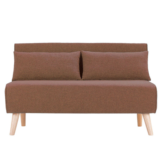 Sarantino 2-Seater Adjustable Sofa Bed Lounge Faux Linen - Brown