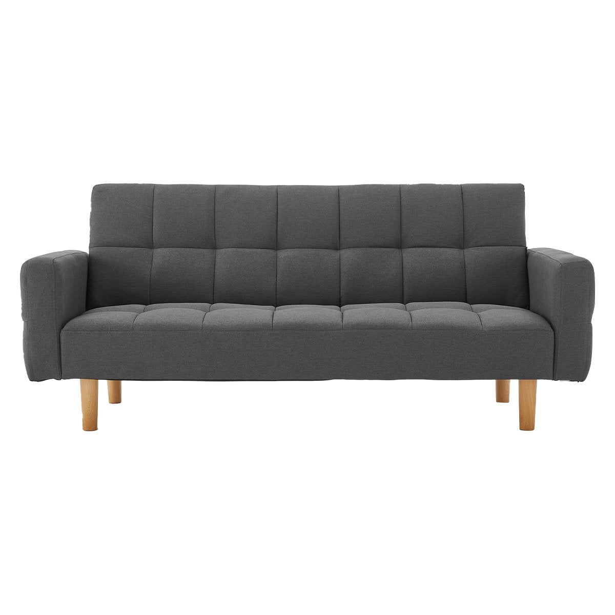 Sarantino 3-Seater Fabric Sofa Bed Futon - Dark Grey