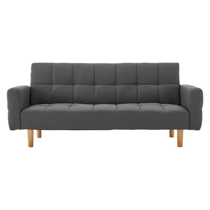 Sarantino 3-Seater Fabric Sofa Bed Futon - Dark Grey