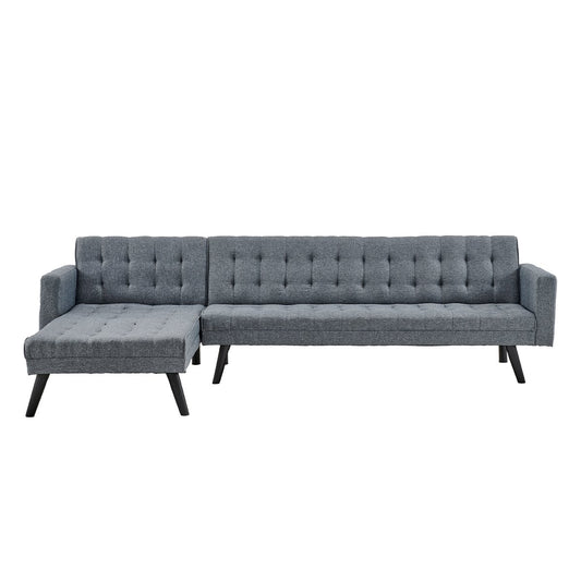 Sarantino 3-Seater Corner Wooden Sofa Bed Lounge Chaise Sofa  Grey