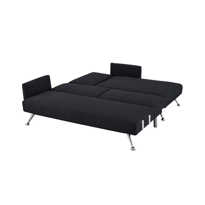 Sarantino  Mia 3-Seater Sofa Bed with Chaise & 3 Pillows - Black