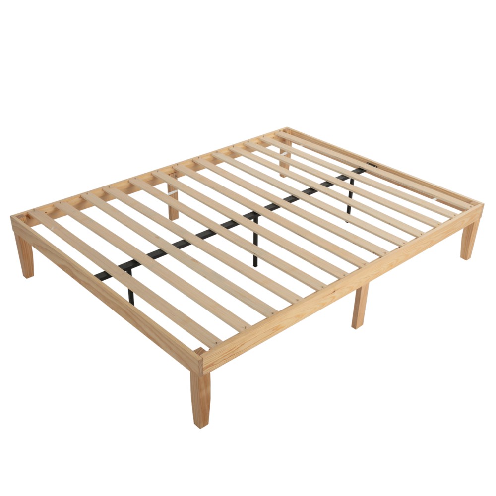 Warm Wooden Natural Bed Base Frame Double