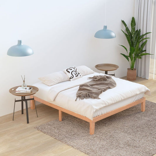 Warm Wooden Natural Bed Base Frame Double