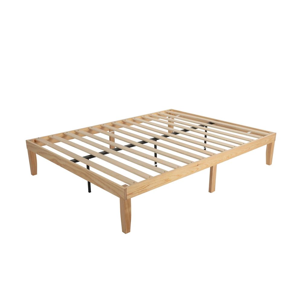 Warm Wooden Natural Bed Base Frame Double