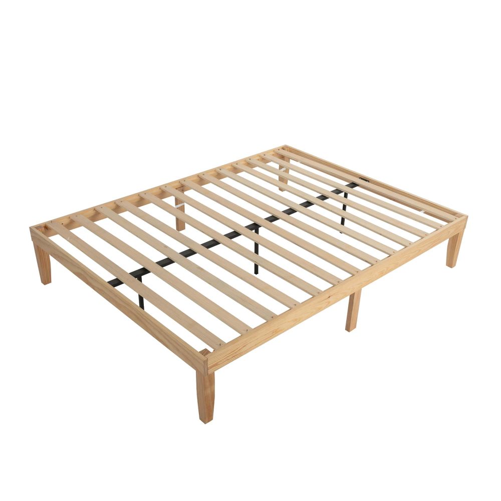 Warm Wooden Natural Bed Base Frame Double