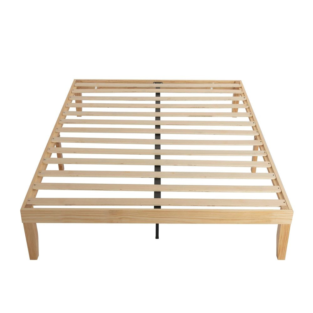 Warm Wooden Natural Bed Base Frame Double