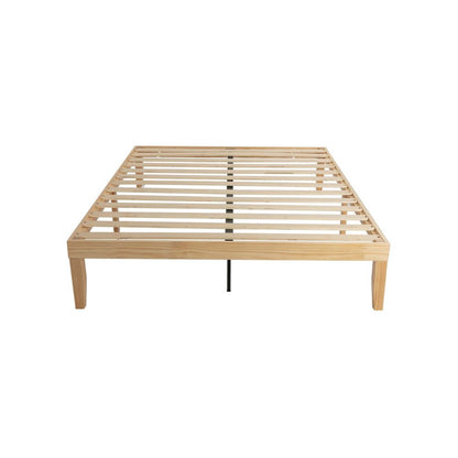 Warm Wooden Natural Bed Base Frame Double