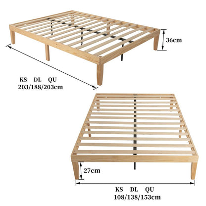 Warm Wooden Natural Bed Base Frame Double