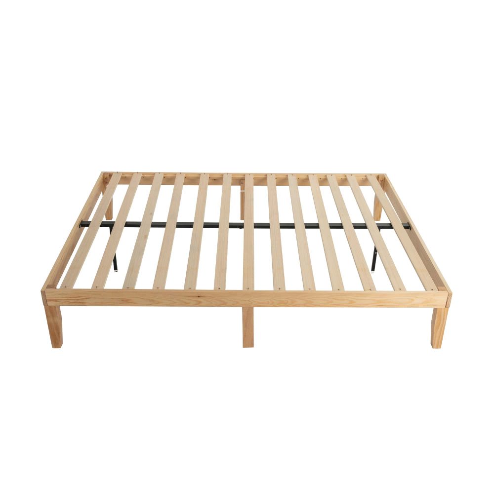 Warm Wooden Natural Bed Base Frame King Single