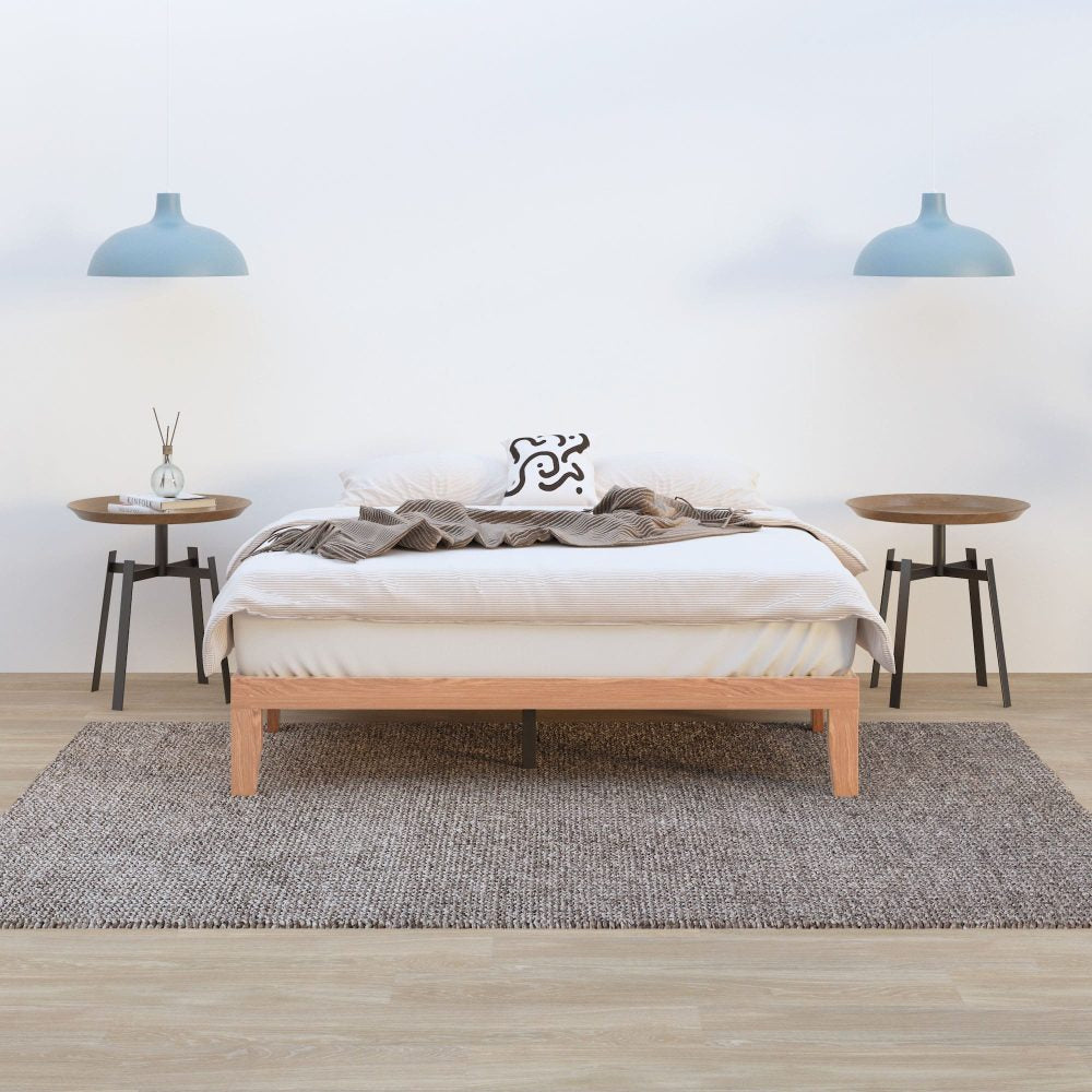 Warm Wooden Natural Bed Base Frame Queen