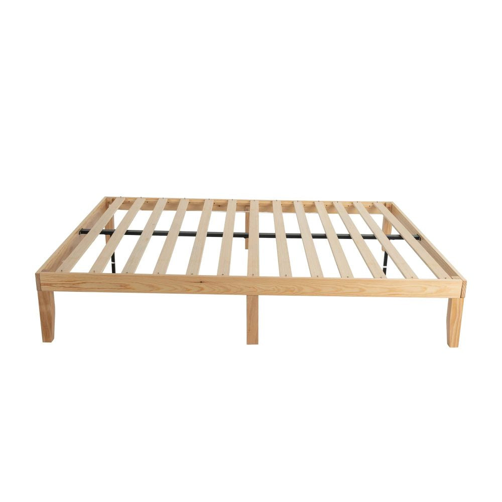 Warm Wooden Natural Bed Base Frame Queen