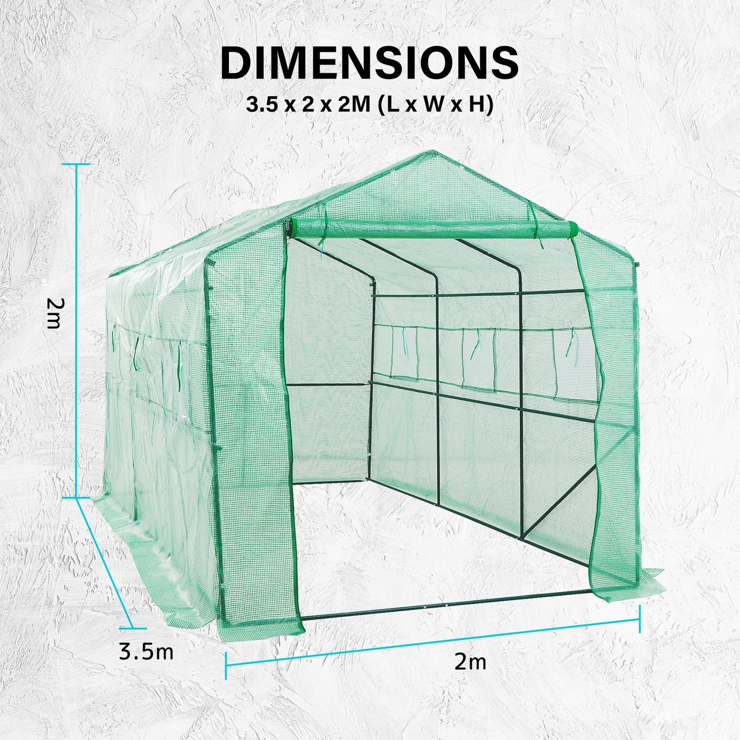 Home Ready Apex 3.5x2x2M Garden Greenhouse Walk-In Shed PE