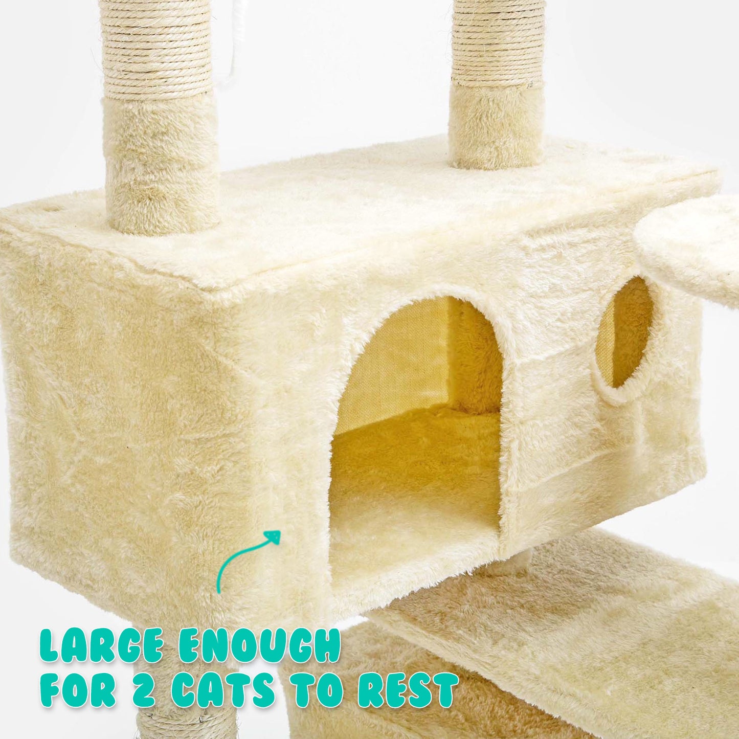 Paw Mate 130cm Beige Cat Tree Soho Multi Level Scratcher