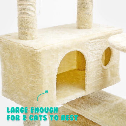 Paw Mate 130cm Beige Cat Tree Soho Multi Level Scratcher