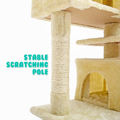 Paw Mate 130cm Beige Cat Tree Soho Multi Level Scratcher