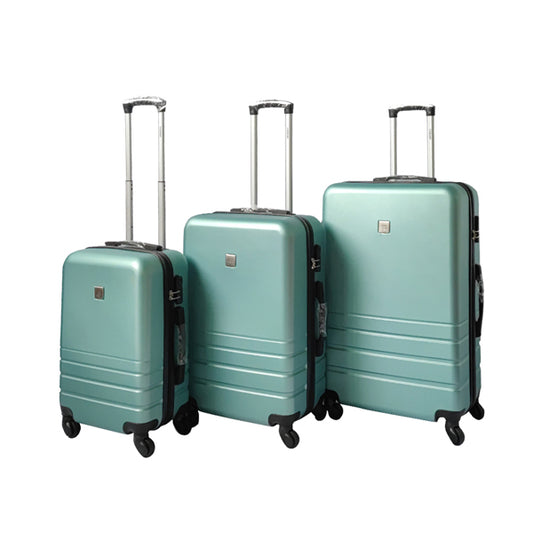 JetStream ABS Luggage Suitcase Set 3 Code Lock Travel Carry  Bag Trolley Green 50/60/70