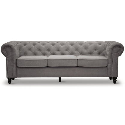 Mellowly 3 + 2 Seater Sofa Fabric Uplholstered Chesterfield Lounge Couch - Grey