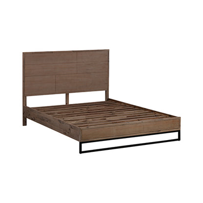 Queen size Bed Frame Solid Wood Acacia Veneered Bedroom Furniture Steel Legs