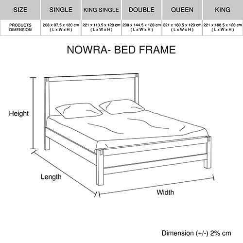 Adelaide King Single Bed Frame - Oak Timber Slat and Solid Wood Veneered Acacia