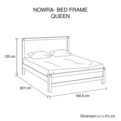 Bed Frame Queen Size in Solid Wood Veneered Acacia Bedroom Timber Slat in Chocolate