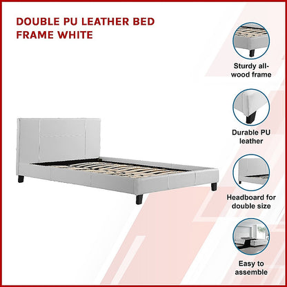 Tokyo Double PU Leather Bed Frame White