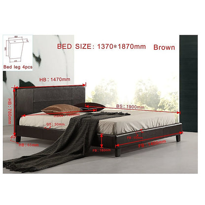 Tokyo Double PU Leather Bed Frame Brown