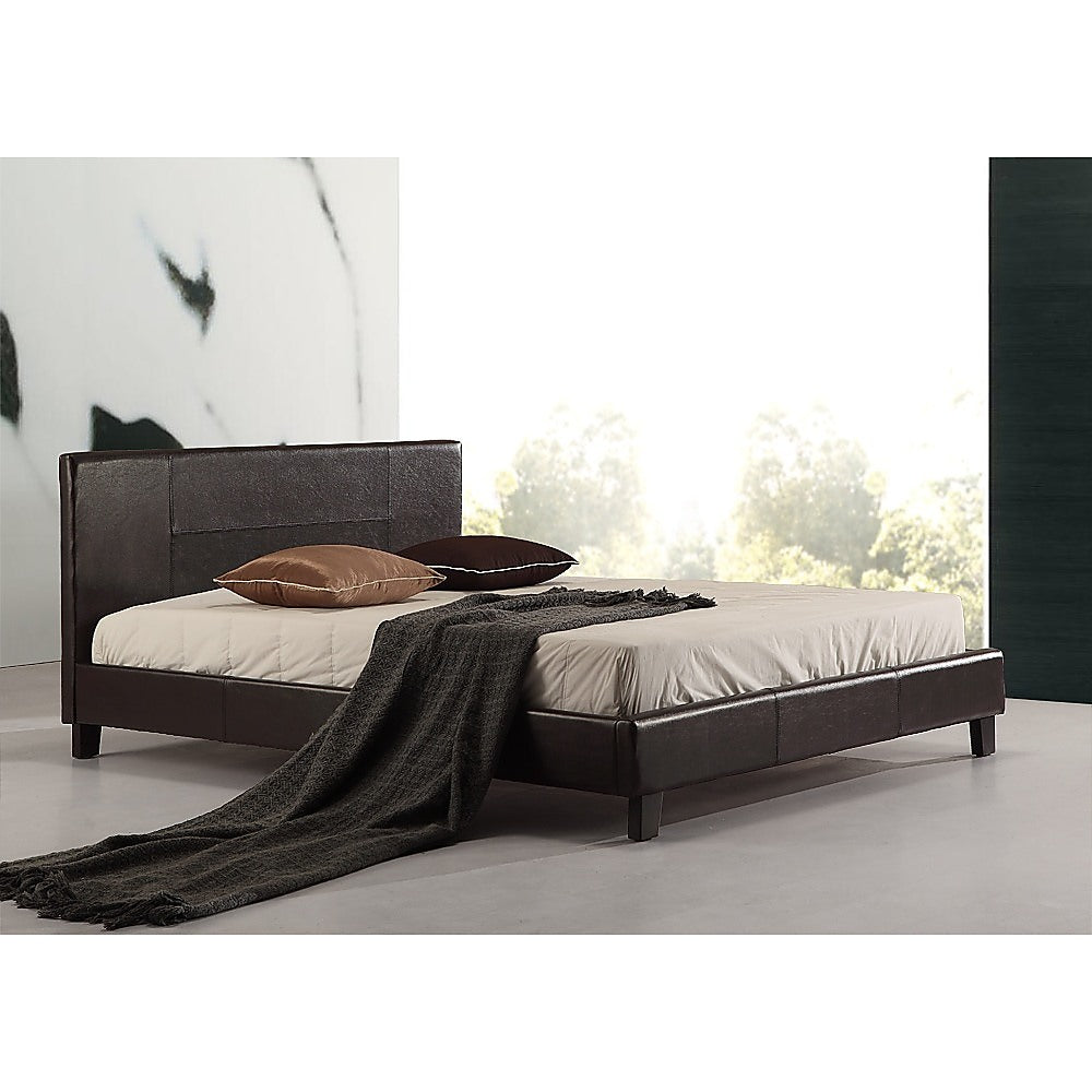 Tokyo Double PU Leather Bed Frame Brown