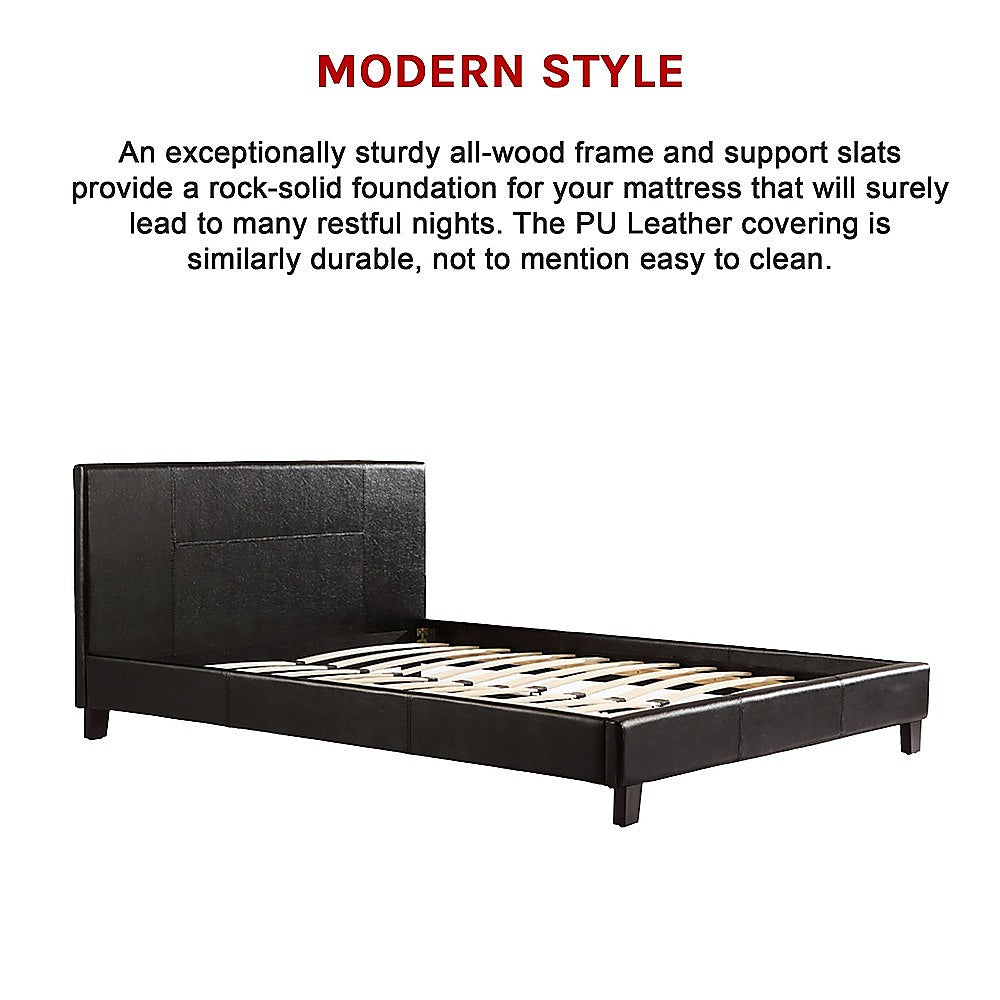 Tokyo Double PU Leather Bed Frame Black